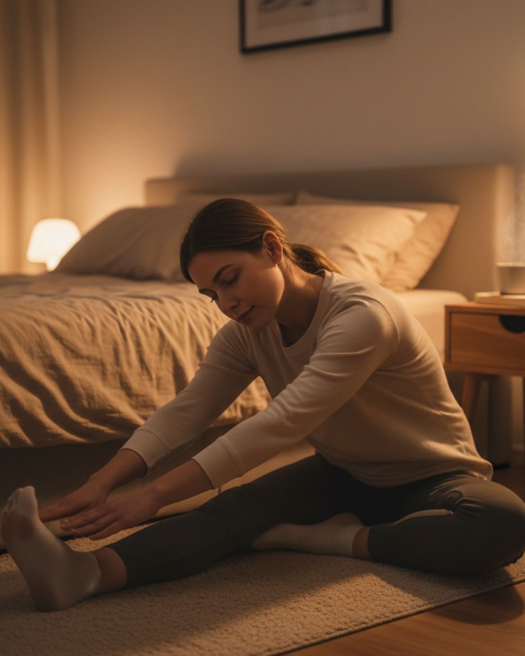 Illustration showing a calm interface for personal relaxation planning with wave patterns and soft glowing elements